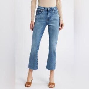NEW FRAME Le Crop Mini Boot Jeans in Cairo Wash Raw Hem Size 31